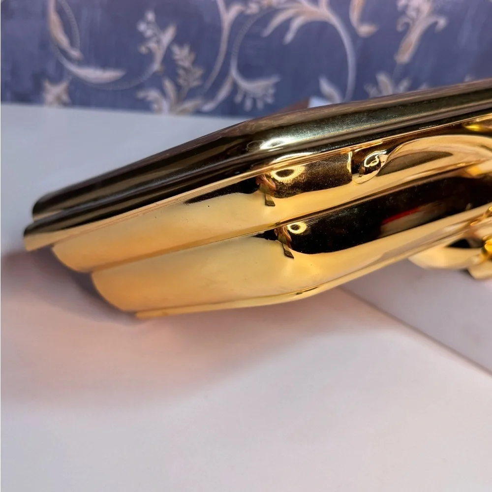 Vintage Syroco Plastic Gold Floating Wall Shelf with a Floral Motif